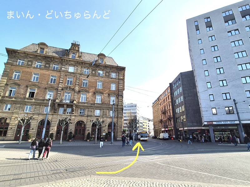 マインツ中央駅前バーンホフ通りへのルート