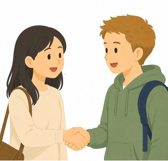 握手をする男女