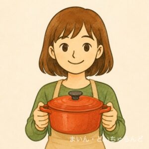 お鍋を持った女性のイラスト