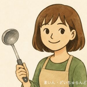 おたまを持った女性のイラスト