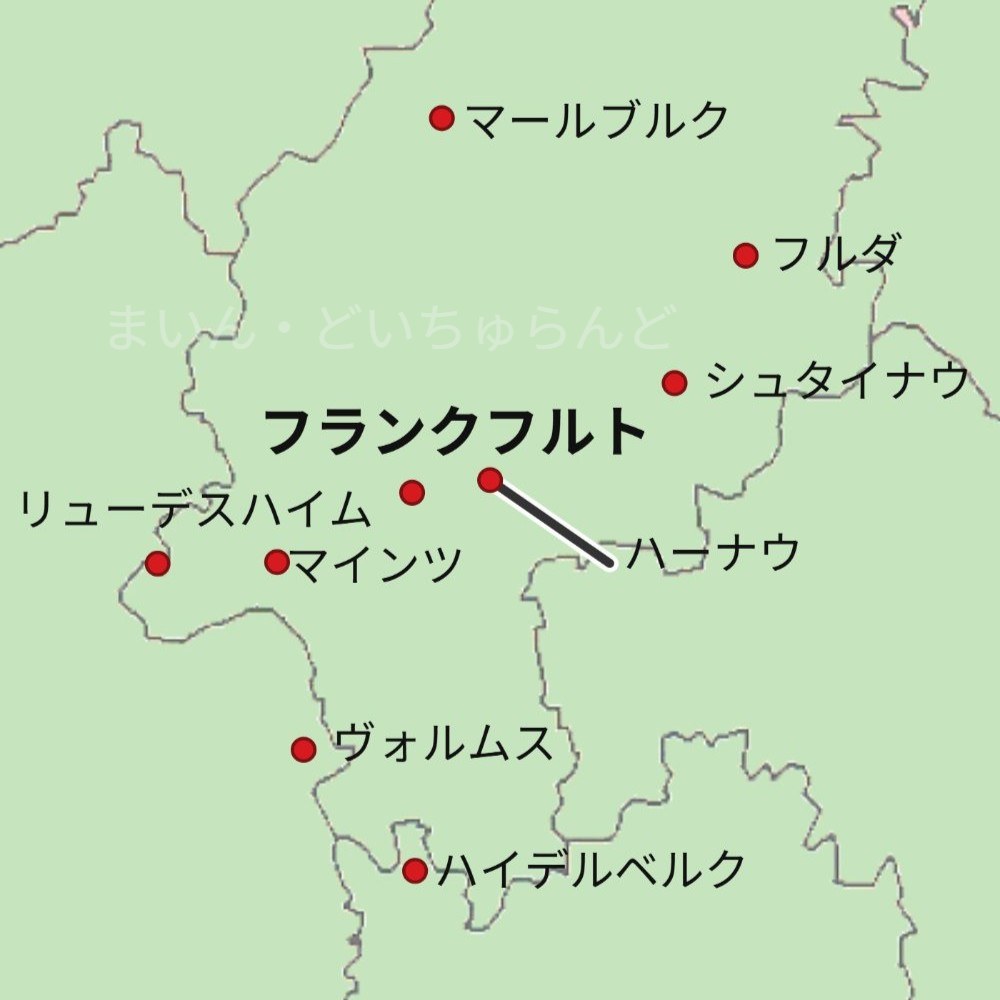 フランクフルトと周辺の町の地図